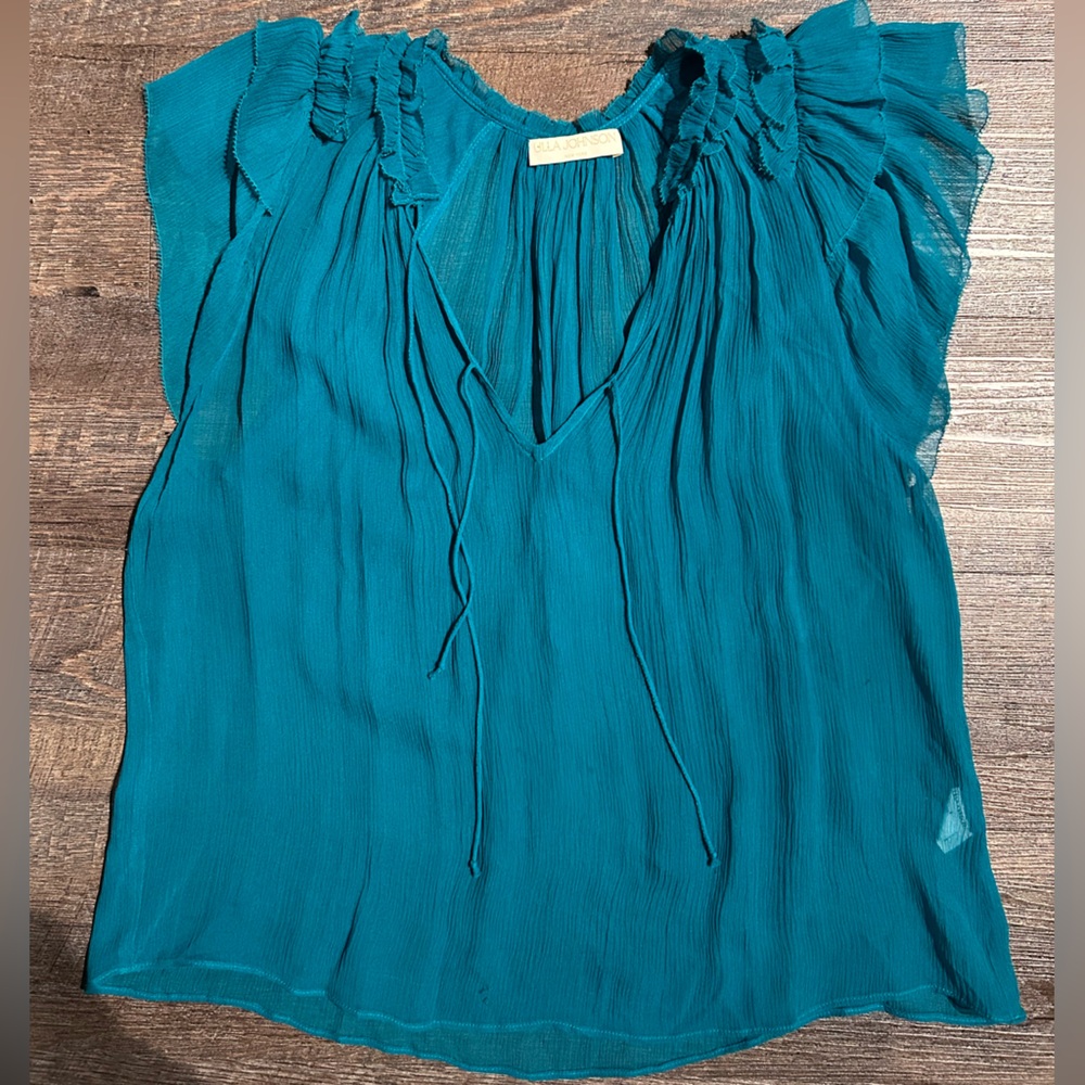 Ulla Johnson Turquoise Pleated Top
